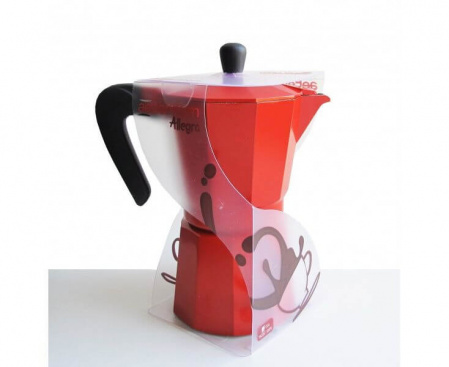 Гейзерная кофеварка ALLEGRA, на 3 чашки, красная, алюминий, Bialetti