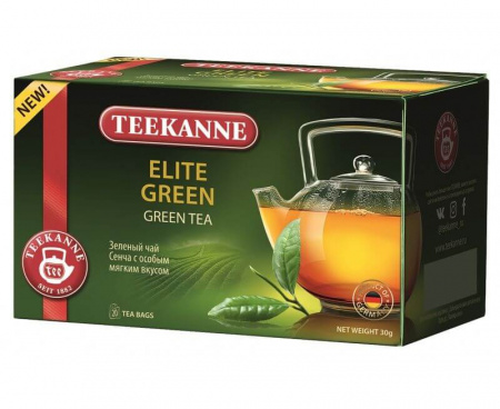Чай зеленый ELITE Green, 20 пакетиков * 1.5 г, TEEKANNE