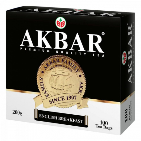 Чай Akbar "English Breakfast", черный, 100 пакетиков