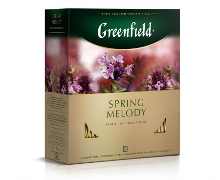 Чай черный Spring Melody с чабрецом, 100 пакетиков, Greenfield