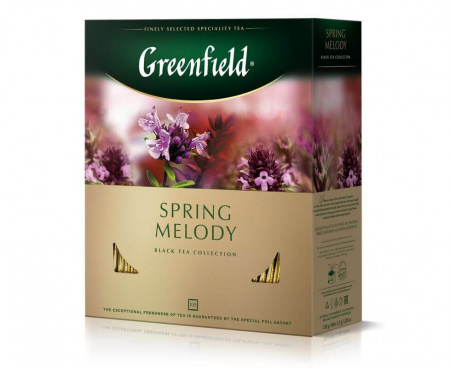 Чай черный Spring Melody с чабрецом, 100 пакетиков, Greenfield