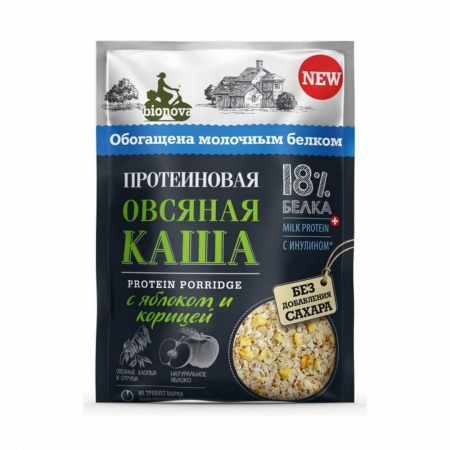 Протеиновая каша Bionova "Овсяная с яблоком и корицей", 40 гр