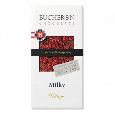 Шоколад Bucheron Swiss Heritage "Milky Village", молочный с кусочками малины, 100 гр