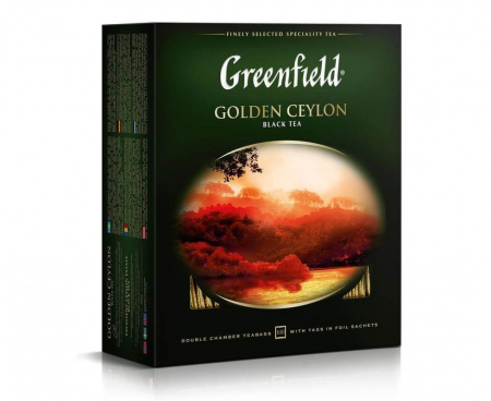 Чай черный Golden Ceylon, 100 пакетиков, Greenfield