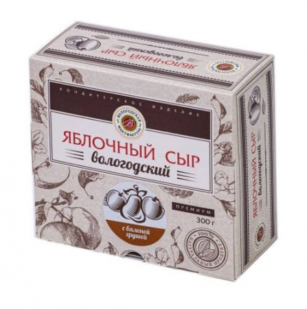 Пастила Вологодская мануфактура "Яблочный сыр", с вяленой грушей, 300 гр