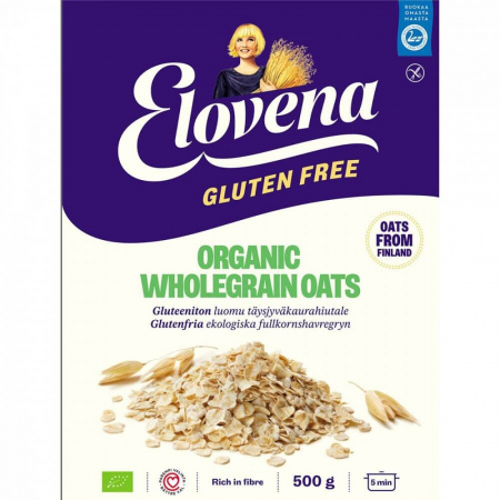 Хлопья Elovena Nordic "Овсяные без глютена", органические, 500 гр