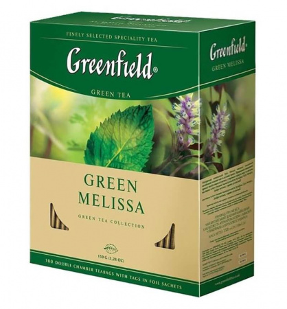 Чай Greenfield "Green Melissa", зеленый с добавками, 100 пакетиков