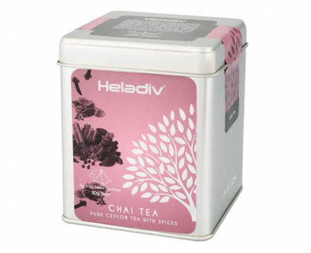 Чай черный TIN PYRAMID CHAI TEA, 15 пирамидок, Heladiv