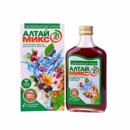 Сироп Целебный дар Алтая "АлтайМикс №2 - Спокойствие и гармония", из дикоросов на фруктозе, 250 мл