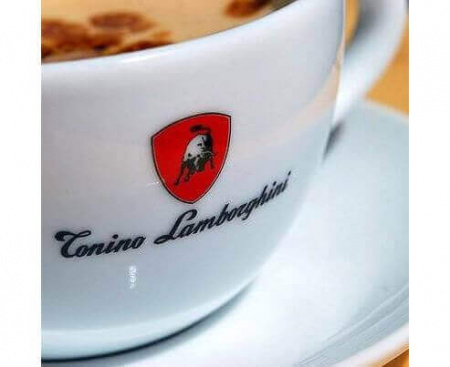 Чашка для кофе и молока с блюдцем, черная, Tonino Lamborghini