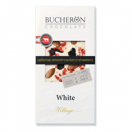 Шоколад Bucheron "White Village", белый с миндалем, клюквой и клубникой, 100 гр