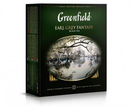 Чай черный Earl Grey Fantasy с бергамотом, 100 пакетиков, Greenfield