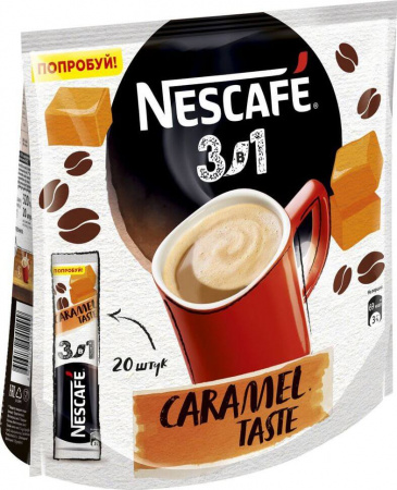 Кофе Nescafe  Карамель 3в1, 20 стиков
