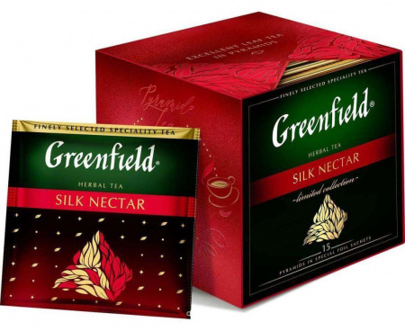Чайный напиток Silk Nectar, каркаде со специями и ароматом винограда, 15 пирамидок, Greenfield