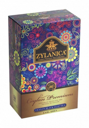 Чай Zylanica Ceylon Premium, Earl Grey, чёрный листовой с бергамотом, FBOP, 200 гр