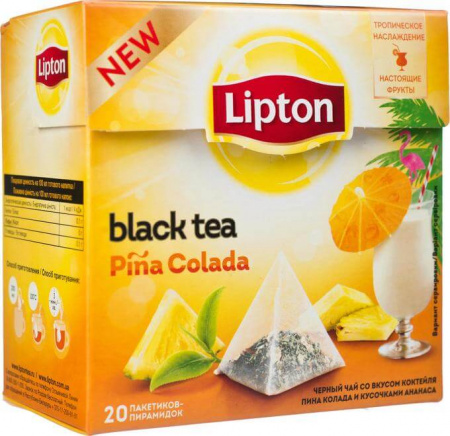 Чай Lipton "Pina Colada", черный с добавками, 20 пирамидок