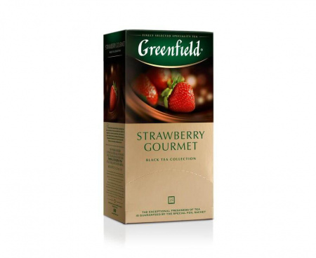 Чай черный Strawberry Gourmet с клубникой, 25 пакетиков, Greenfield