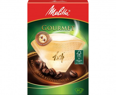 Фильтры бумажные для заваривания кофе Gourmet, 1х4/80, коричневые, Melitta