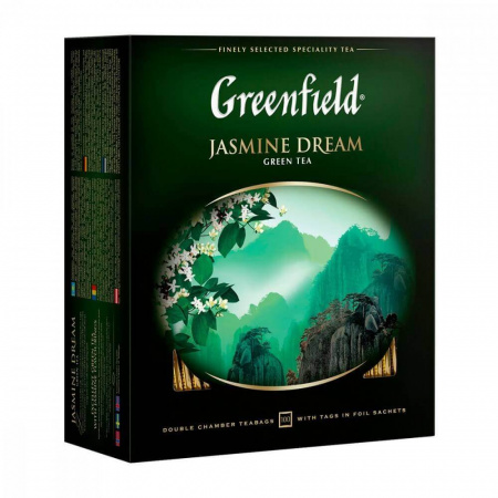 Чай Greenfield "Jasmine Dream", зеленый с добавками, 100 пакетиков