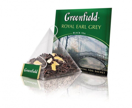 Чай черный Royal Earl Grey с бергамотом, 20 пирамидок, Greenfield