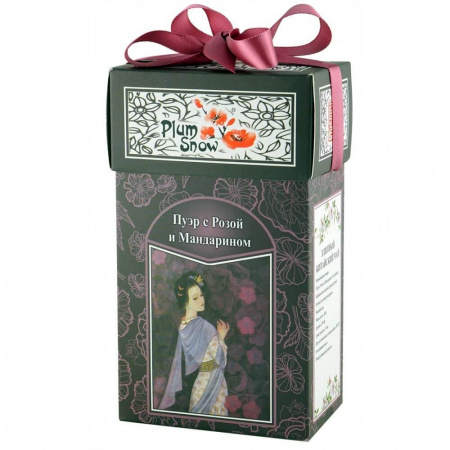 Чай Plum Snow "Чёрный чай Пуэр с Розой и Мандарином", чёрный листовой, 100 гр