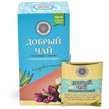 Чай Фабрика Здоровых Продуктов "Добрый чай Гармонизирующий С праздником", чёрный с травами, 25 пакет