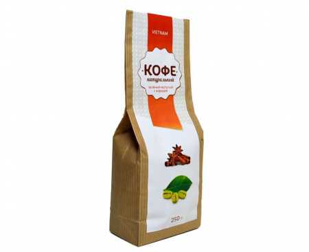 ЗЕЛЕНЫЙ КОФЕ С КОРИЦЕЙ, МОЛОТЫЙ, 250 Г