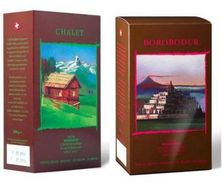 Подарочный набор кофе Борободур (зерно) + Шале (зерно), 2 х 250 г, Badilatti