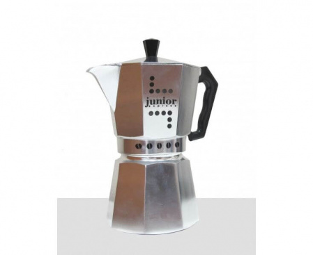 Гейзерная кофеварка JUNIOR, на 6 чашек, серебристая, алюминий, Bialetti