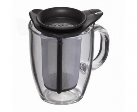 Кружка с фильтром BODUM YO-YO, 350 мл, черная, стекло, Bodum