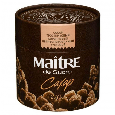Сахар Maitre "Тростниковый коричневый", нерафинированный кусковой, 270 гр