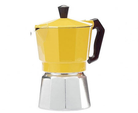 Гейзерная кофеварка на 3 чашки, желтая, алюминий, Buon Caffe