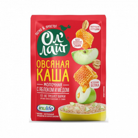 Каша Ол'Лайт "Овсяная молочная с яблоком и медом", 40 гр