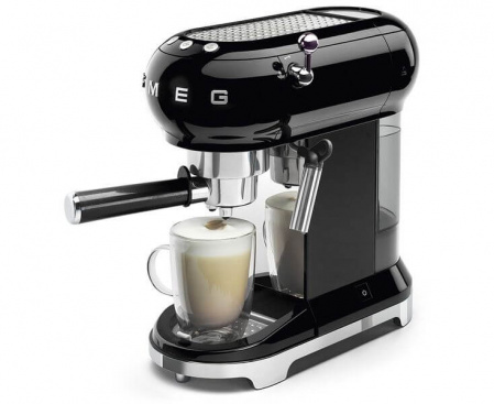 Кофемашина-эспрессо ECF01BLEU, черная, серия Стиль 50-х г.г., Smeg