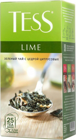 Чай Тess "Lime", зеленый с добавками, 25 пакетиков