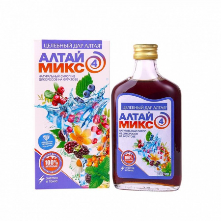 Сироп Целебный дар Алтая "АлтайМикс №4 - Энергия и тонус", из дикоросов на фруктозе, 250 мл