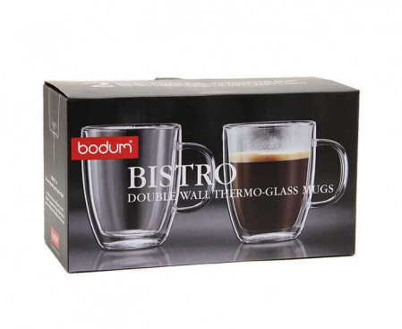 Набор термокружек Bistro, 2 шт., 480 мл, прозрачные, стекло, Bodum