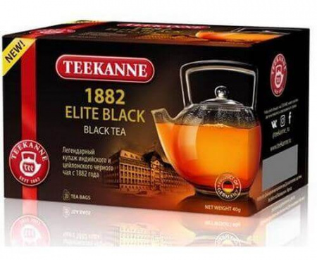 Чай черный 1882 ELITE BLACK, 20 пакетиков * 2 г, TEEKANNE