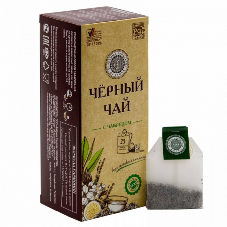 Чай Фабрика Здоровых Продуктов "Черный чай с чабрецом", 25 пакетиков