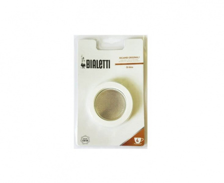 Набор для гейзерных кофеварок Bialetti Brikka Elite на 4 чашки: 3 РЕЗИНОВЫХ УПЛОТНЕНИЯ + СИТО В БЛИСТЕРНОЙ УПАКОВКЕ, BIALETTI