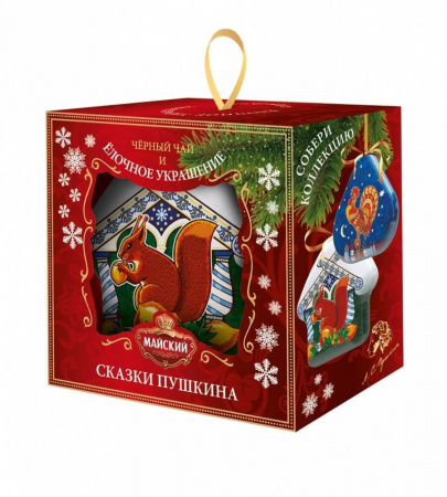 Чай Майский "Сказки Пушкина", ёлочная игрушка, черный, листовой, 20 гр