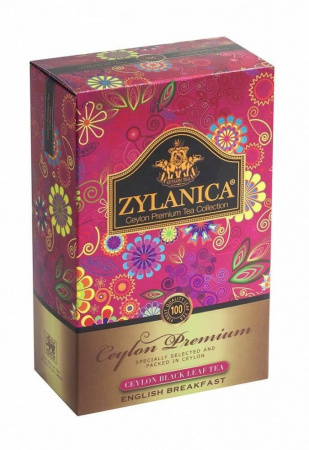 Чай Zylanica Ceylon Premium, English breakfast, чёрный листовой, FBOP, 100 гр
