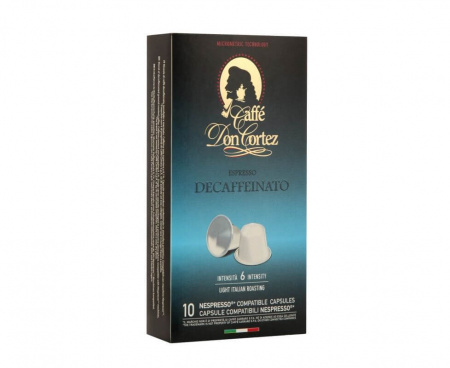 Кофе в капсулах DECAFFEINATO для кофемашин Nespresso, 10 шт., Don Cortez