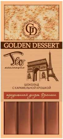 Шоколад Golden Dessert "Шоколад с карамельной крошкой", белый и горький, 580 гр