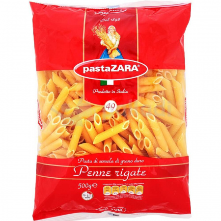 Макароны Pasta Zara "Перо Рифленое № 49", 500 гр