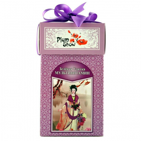 Чай Plum Snow "Зелёная Улитка Мультивитамин", зелёный листовой с добавками, 100 гр