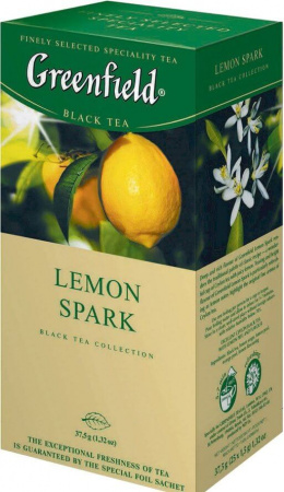 Чай Greenfield "Lemon Spark", черный с лимоном, 25 пакетиков