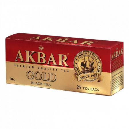 Чай Akbar "Gold", черный, 25 пакетиков