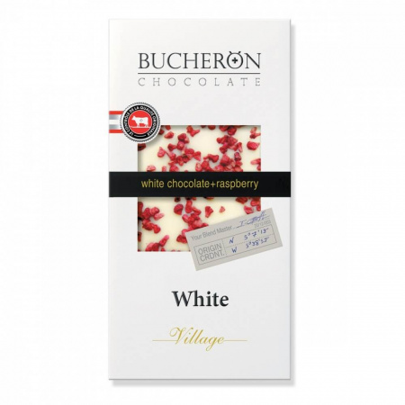 Шоколад Bucheron "White Village", белый с кусочками малины, 100 гр