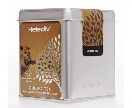 Чай черный TIN PYRAMID GINGER TEA, 15 пирамидок, Heladiv